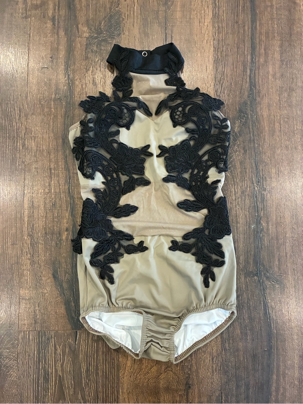Kelle teen leotard in black and tan, excellent condition
